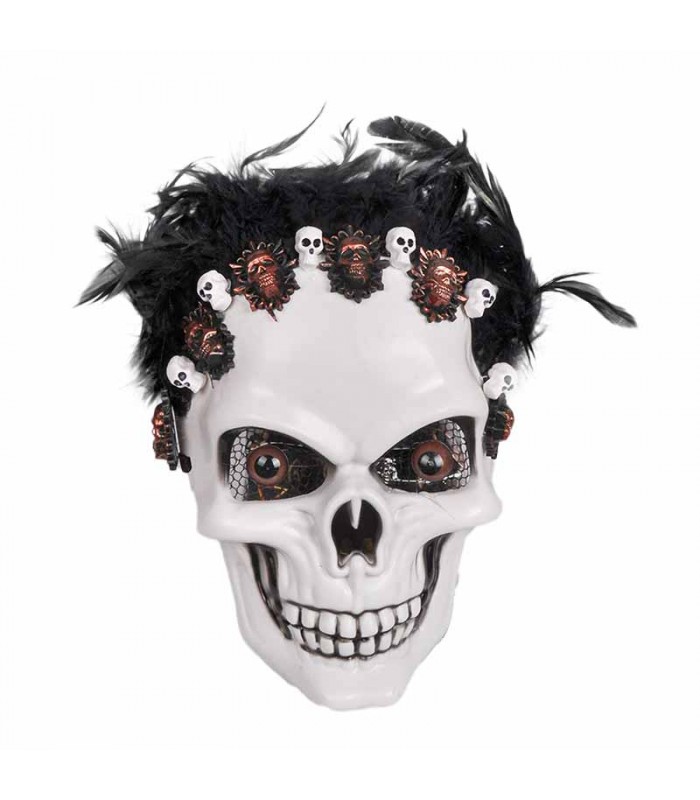 Mascara Esqueleto con Plumas
