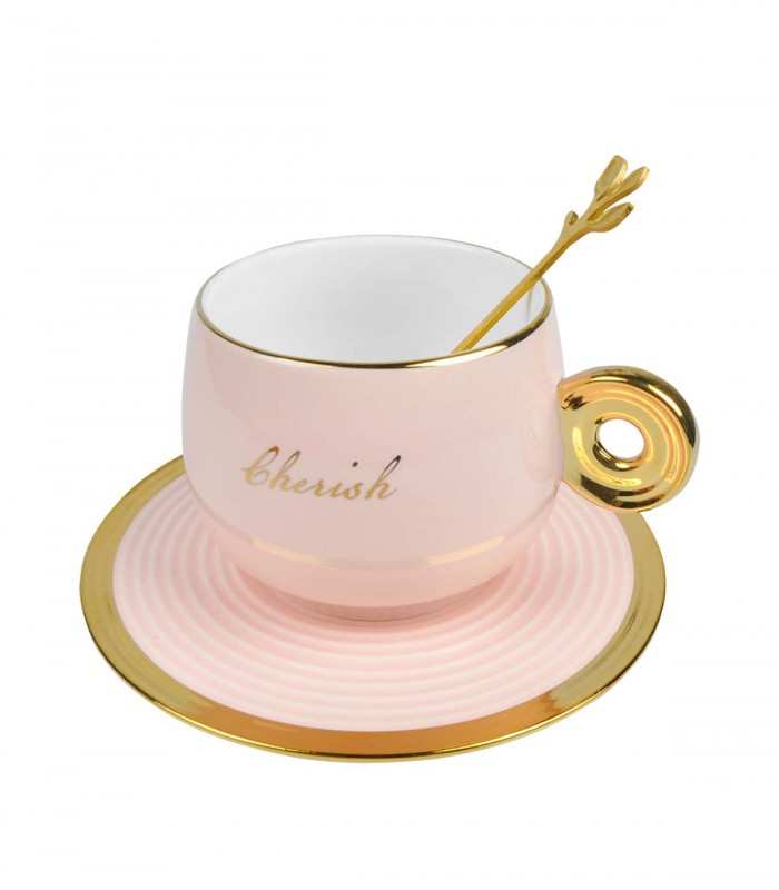 Taza de Porcelana Con Plato y Cuchara