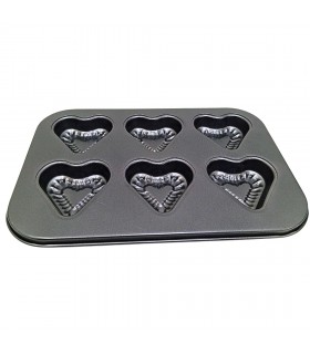 MOLDE P/CUPCAKE TEFLON 6 LUGAR  CORAZON