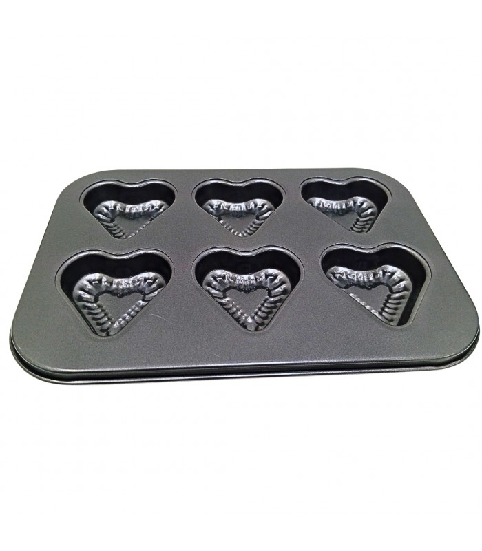 MOLDE P/CUPCAKE TEFLON 6 LUGAR  CORAZON