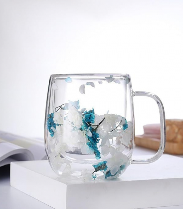 TAZA D/VIDRIO C/FLOR