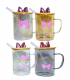 TAZA D/VIDRIO C/TAPA C/PAJITA