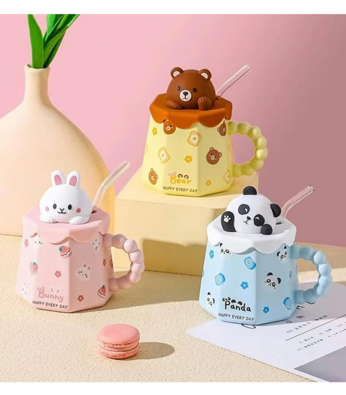 TAZA D/CERAMICA C/TAPA PANDA