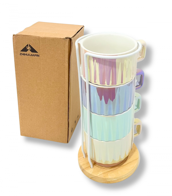 TAZA D/PORCELANA 4PS C/SOPORTE