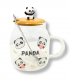TAZA D/VIDRIO C/TAPA C/CUCHARA PANDA