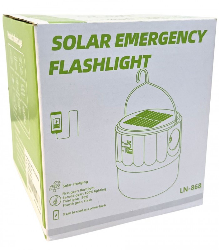 FOCO RECARGABLE C/PANEL SOLAR 100W