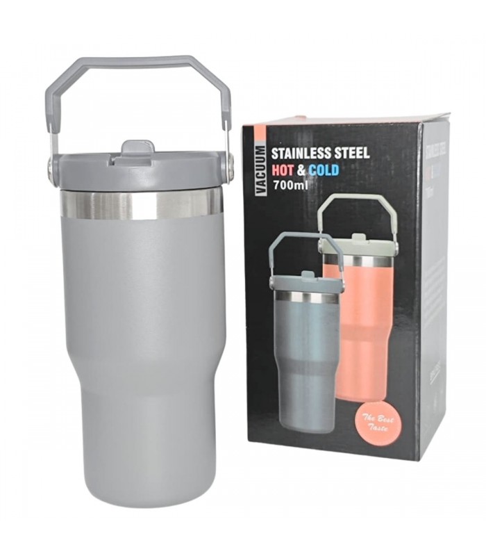 TERMO 700ML C/PICO - GRIS