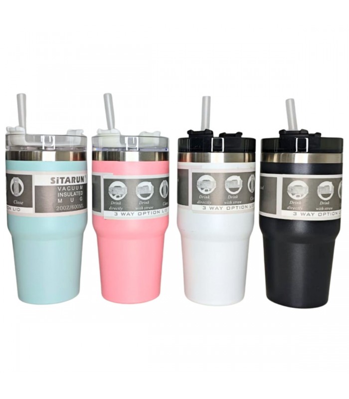 VASO TERMICO C/PAJITA 600ML