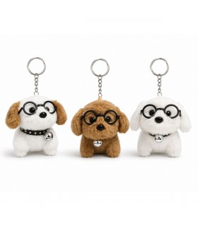 LLAVERO PELUCHE 1PS PERRO CON LENTE